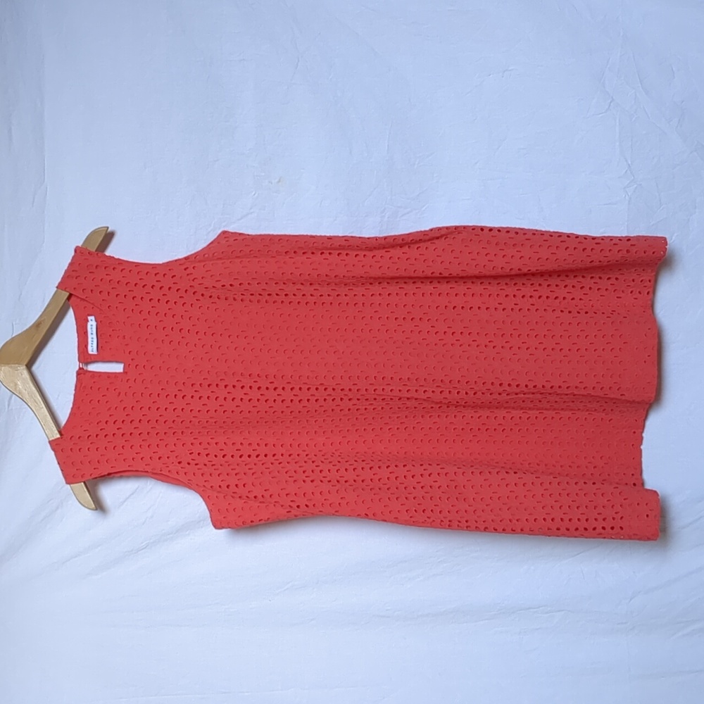 Alfred Sung dress Coral cotton eyelet shift 14